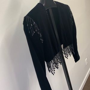 Vintage Black Velvet and Beaded Blazer/Jacket